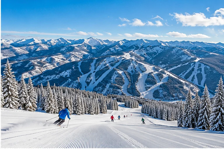 Illustration of spectacular alpine ski slopes