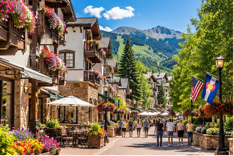 Illustration of Vail Village in summer